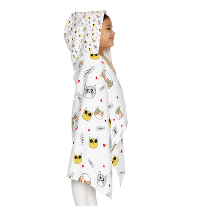 cat face pattern Youth Hooded Towel