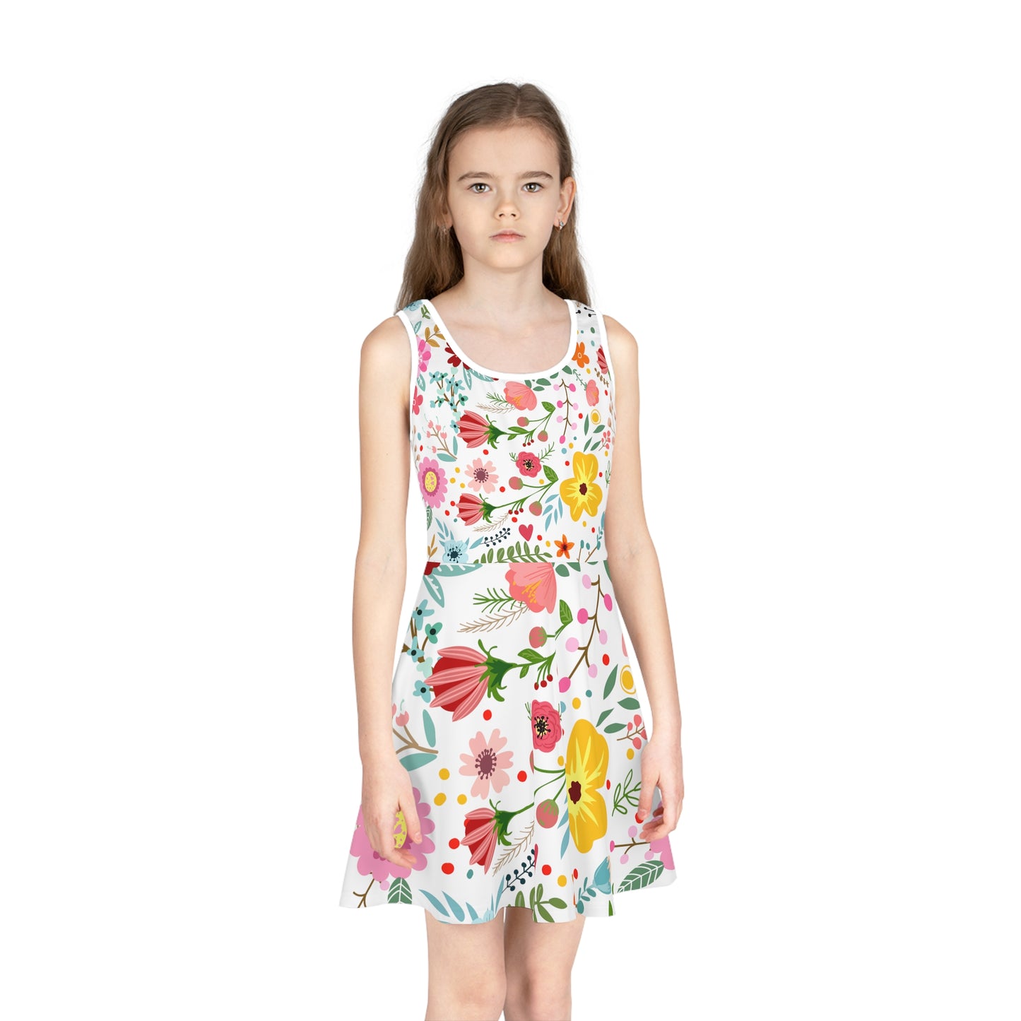 floral Girls' Sleeveless Sundress (AOP)