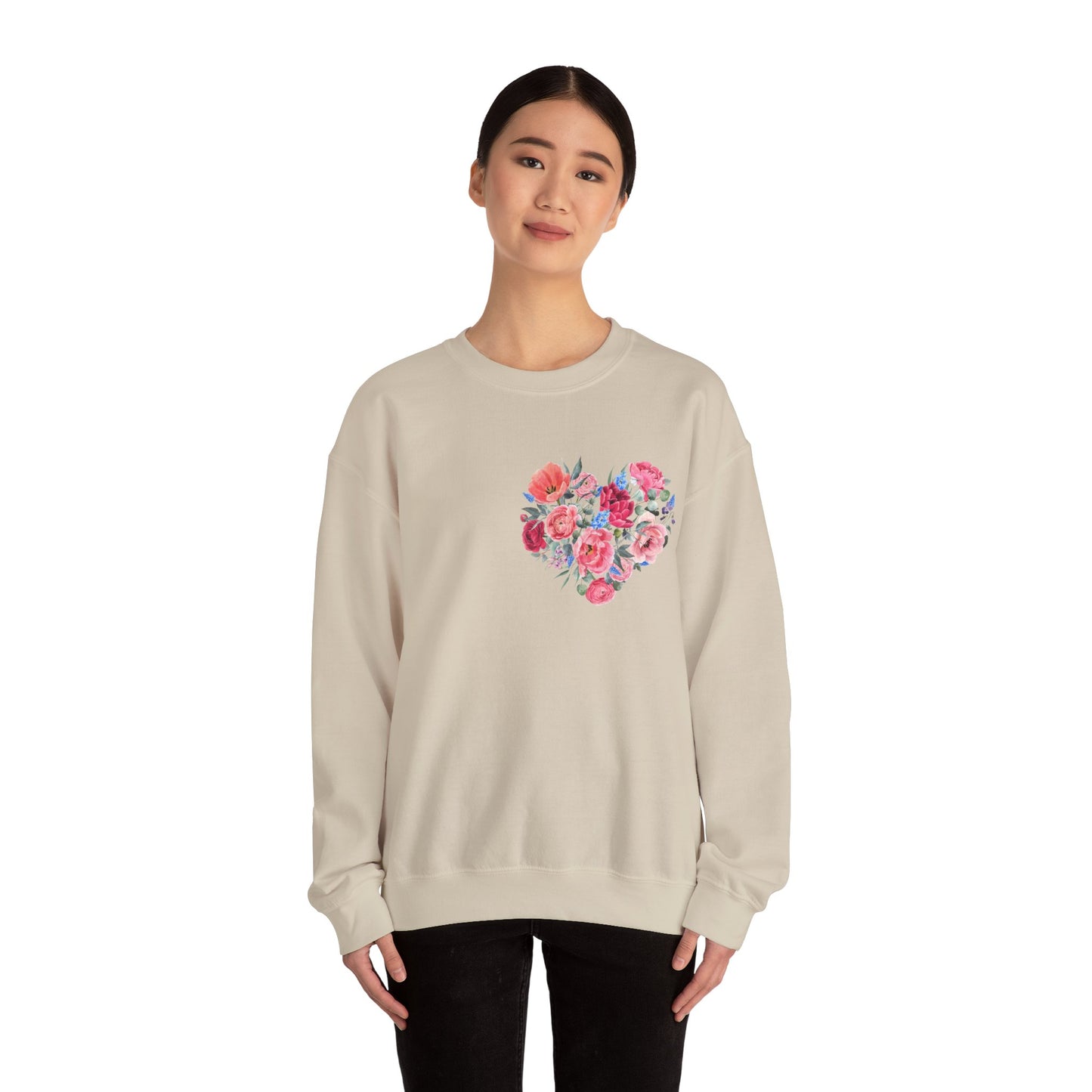 Flower Heart Unisex Heavy Blend™ Crewneck Sweatshirt