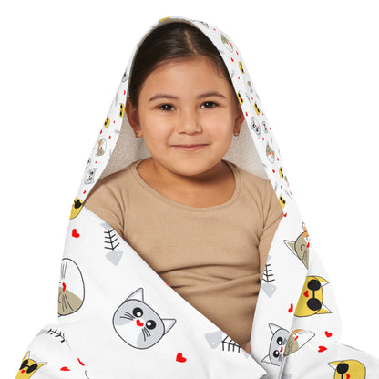 cat face pattern Youth Hooded Towel