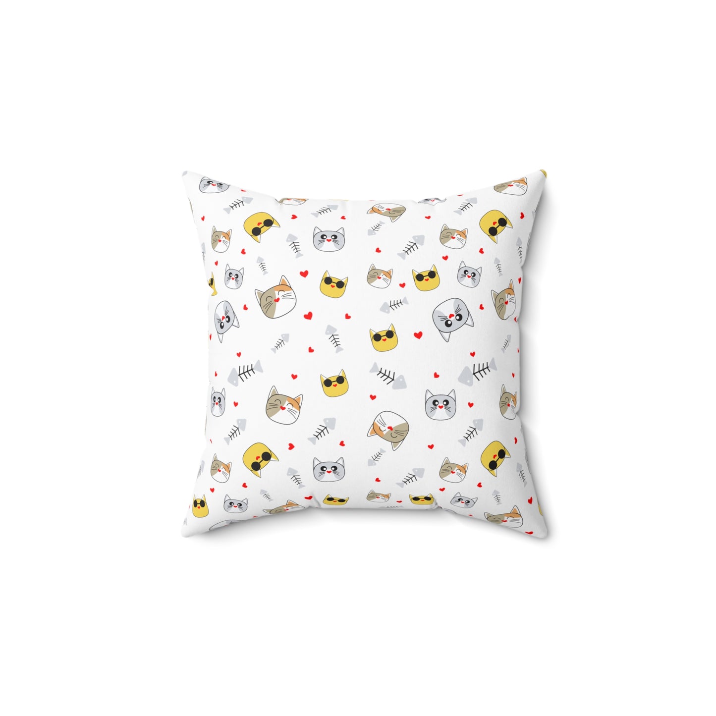 cat face pattern Polyester Square Pillow